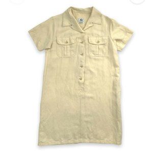 Lacoste Polo Shirt Short-Sleeve Yellow Dress With Chest Pockets Size 38 EUC